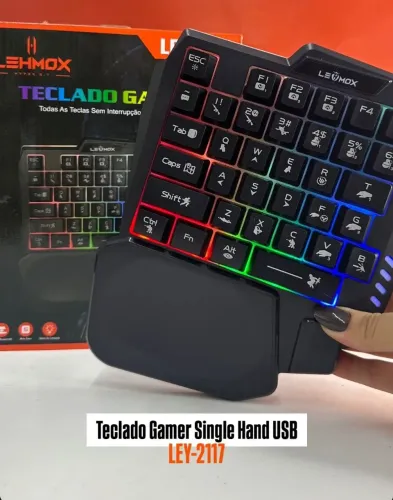 Teclado Gamer Single Hand USB LED - LEHMOX LEY-2117