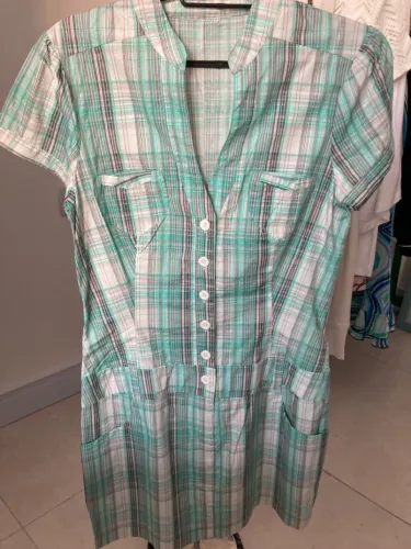 Vestido Plaid Verde e Branco, novo