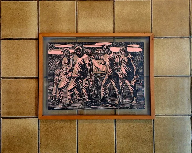 Quadro Serigrafia Abelardo da Hora "O Enterro do Camponês" 1953