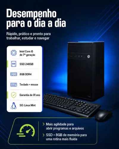 Computador Intel Core i5 7ªG / 8GB DDR4 / SSD 240GB