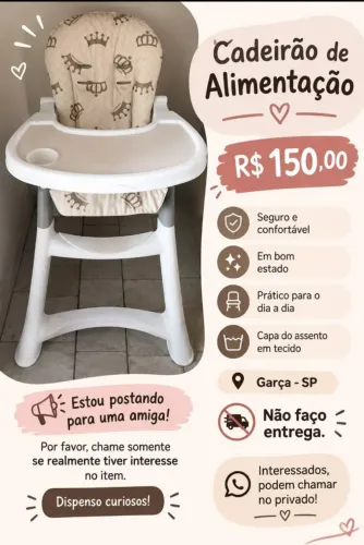 Cadeira de alimentação infantil