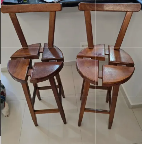 2 banquetas altas de madeira maciça 