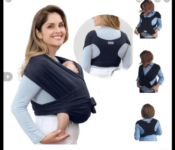 Sling azul sem amarração e sling com amarração preto, são 2 slings