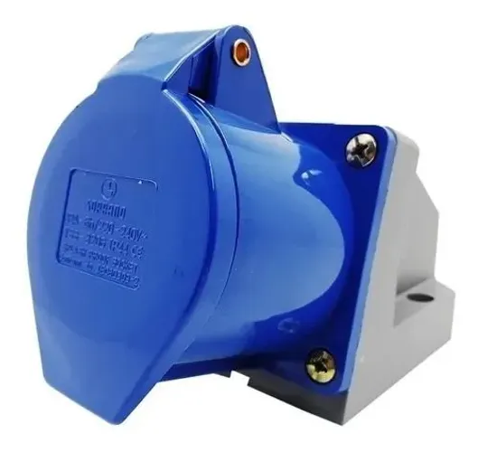 Tomada Industrial De Parede 2p+t Azul 220vca 32a Soprano