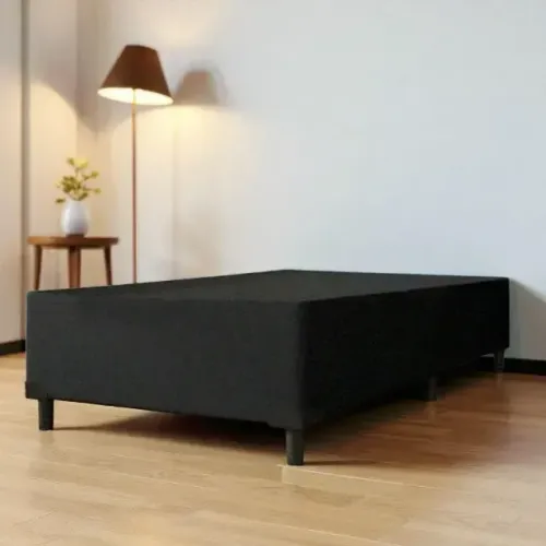 Base Box para Colchão de Solteiro em Suede Preta