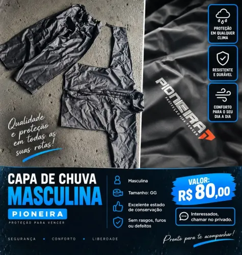 Capa de Chuva Masculina Pioneira Tam. GG