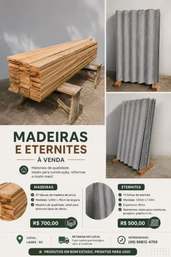 Vendo tábuas e eternits