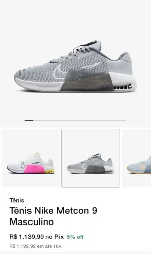 Nike Metcon 9 crossfit cinza branco tamanho grande 45/46/47 BR