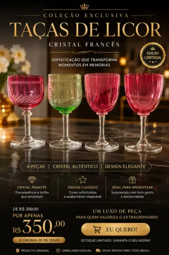 4 taças de Cristal para Licor 