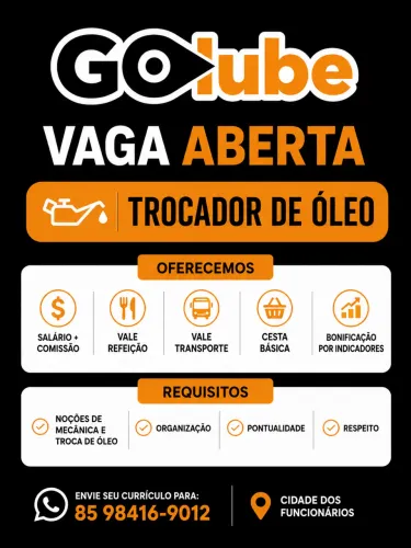 Vaga aberta TROCADOR DE ÓLEO