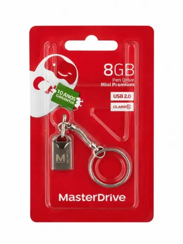 Pen Drive MasterDrive 8GB USB 2.0 Mini Premium com Chaveiro