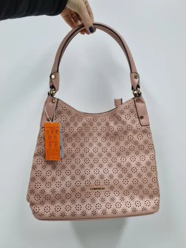Bolsa feminina NOVA chenson de ombro, com divisória interna e bolsos, cor nude rosê