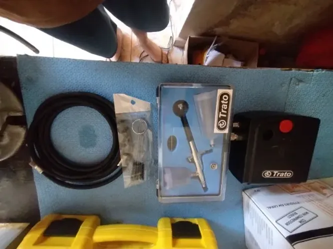 Kit aerografia mini compressor de ar trato