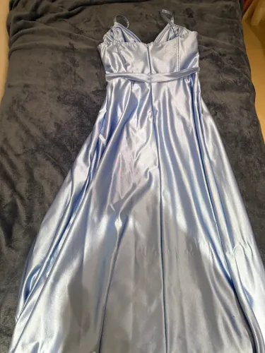 Vestido de festa longo azul cetim