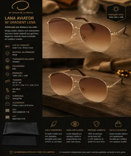 Óculos de sol Oscar by Oscar de la Renta Lana Aviator w/ Gradient Lens