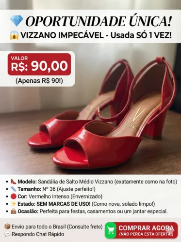 Sandália Vizzano Vermelha Impecável!