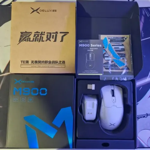 Mouse Delux M900 Pro PAW3395 Branco 8K Com Dock (Novo) M900pro