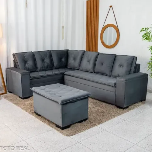 Sofá de Canto Alemanha c/ Puff Novo! Pronta Entrega!