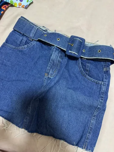 Saia jeans com cinto 