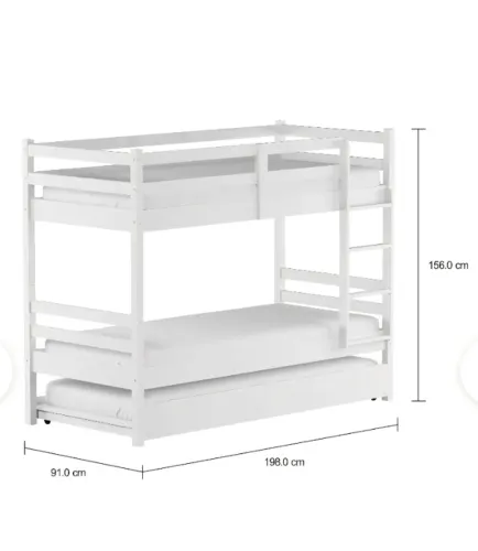 Beliche com cama auxiliar TokStok