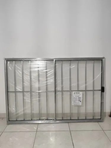 ? **JANELA DE ALUMÍNIO VITRO 2 FOLHAS - COM GRADE - 1,00 x 1,50 - BRILHANTE**