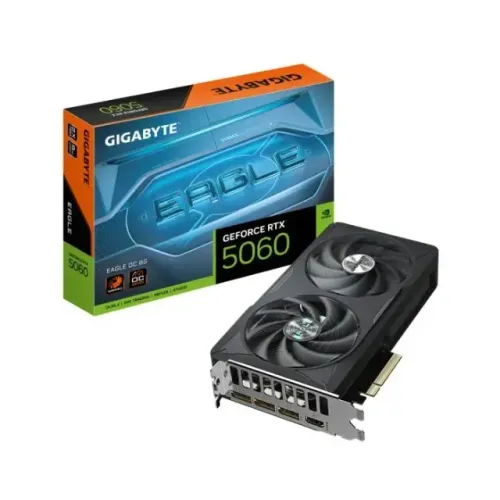 Placa de vídeo RTX 5060 Gigabyte 8GB GeForce RTX 5060 8GB GDDR7; Core Clock: 2550 MHz (Ref