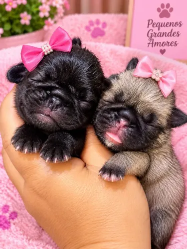 Pug femea preta e abrico a venda