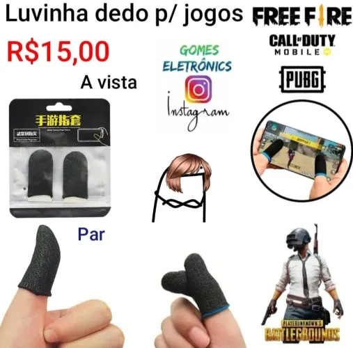 Luvinhas para dedo para jogos, Call of Duty, Free Fire (Loja Fisica)