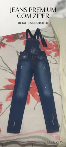 Macacão djeans com zíper- tam 40
