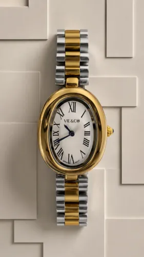 Relógio Oval 32mm Feminino Bicolor