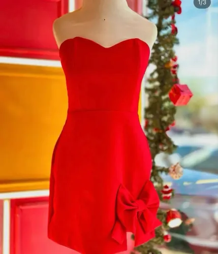 Vestido vermelho laço 