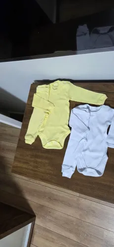Kit com 2 conjuntos infantis (body + calça), manga longa, tamanho P: