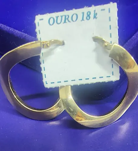 Brinco Argola Italiana Ouro 18 Kilates Peso 2.88 Gramas 23 x 4 x 2 mm