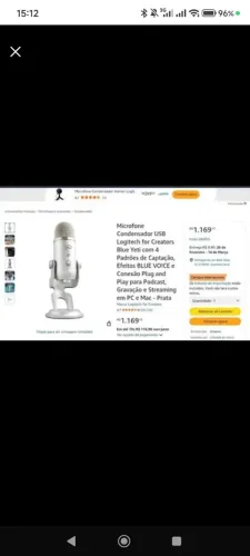 Microfone gamer Logitech Yeti Silver - Completo na Caixa (Sem detalhes)