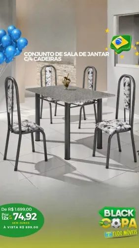 Conjunto de sala de jantar com 4 cadeiras