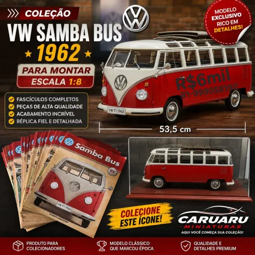 Miniatura vw samba Bus 1962 p/ montar