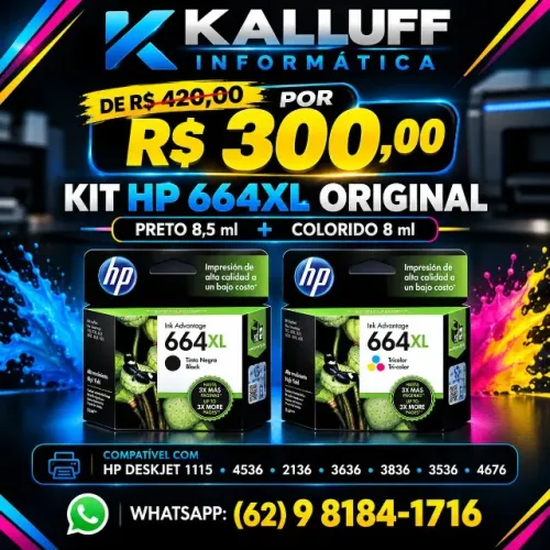 ATENÇÃO KIT CARTUCHO 664 XL EM PROMOÇAO DE 420.00 POR APENAS 300.00 KALLUFF FICOU MALUCO..