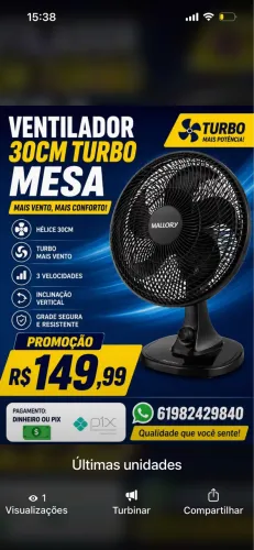 Ventiladores - Novos - entrega grátis