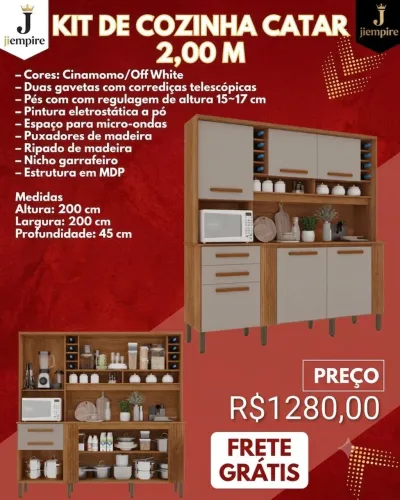 Kit de cozinha Catar de 2 metros frete grátis