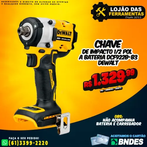 Chave de Impacto 1/2 Pol a Bateria DCF922B-B3 Dewalt