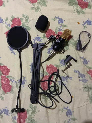 Kit Microfone Condensador BM800 Completo + Braço Articulado + Pop Filter