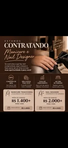 Estamos contratando manicure e Nail Desgner 