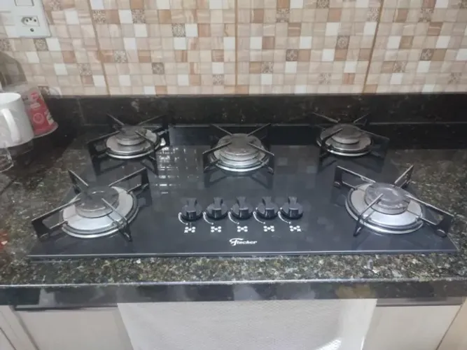 Cooktop Fischer 5 Bocas Vidro Preto - Usado - R$220