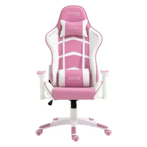 Cadeira Gamer MX5 Giratoria, Ajustável, 2D, Branco e Rosa, MGCH-MX5/PK
