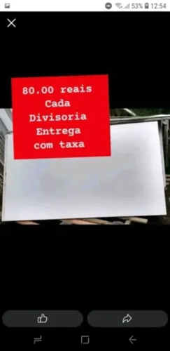 80.00 reais cada divisória tábua madeira divisória