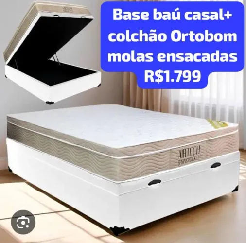 Colchão Ortobom molas ensacadas+ box baú casal !! Novo direito da Fábrica