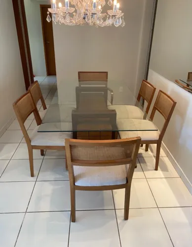Mesa Vidro Seis Assentos