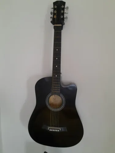 Violão aço AKUSTICA, modelo solo preto, cordas NIG 0.9