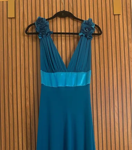 Vestido Longo de Festa Azul - Tamanho P