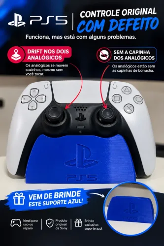 Controle de PS5 com drift sem capinha dos analógicos